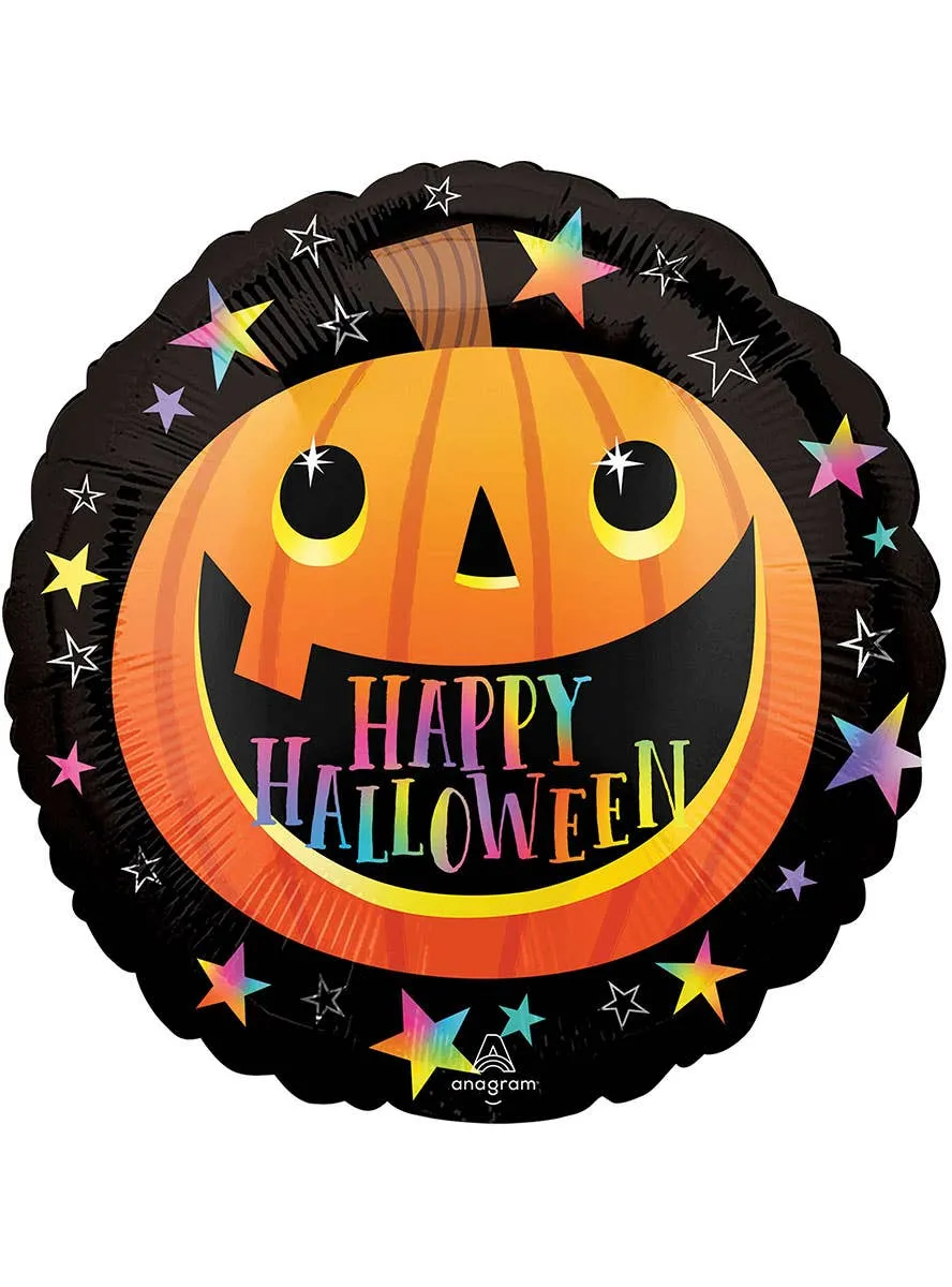Smiley Pumpkin Print 45cm Round Foil Halloween Balloon