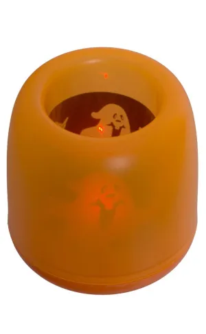 Smiling Frosted Orange Halloween Ghost Electric Candle Decoration