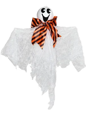 Smiling White Ghost Hanging Child Friendly Halloween Decoration