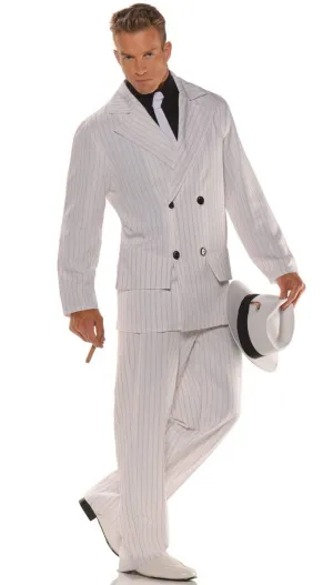 Smooth Criminal White Pinstripe Mens 1920s Gangster Costume