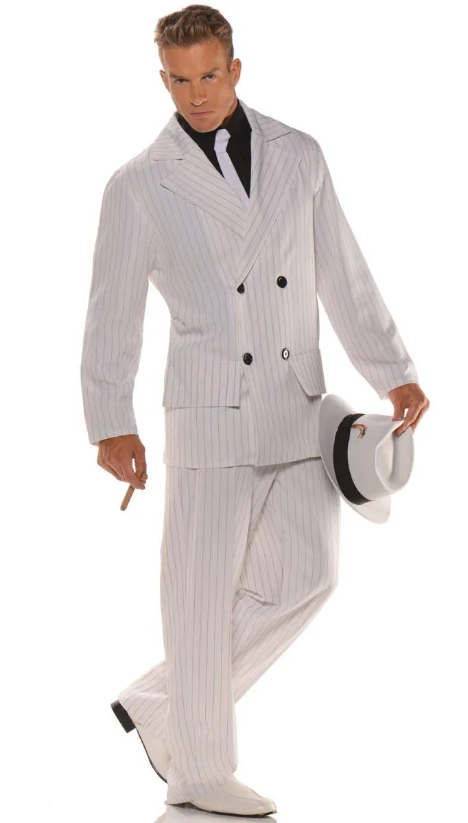 Smooth Criminal White Pinstripe Mens 1920s Gangster Costume