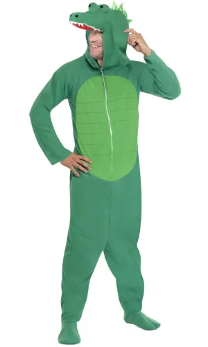 Snappy Green Crocodile Adults Onesie Costume