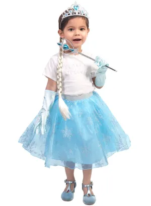 Snow Queen Toddler Girls Blue Snowflake Print Costume Tutu