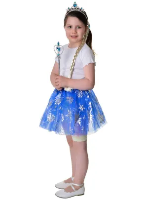 Snowflake Sparkle Girls Blue Snow Queen Tutu Costume Set