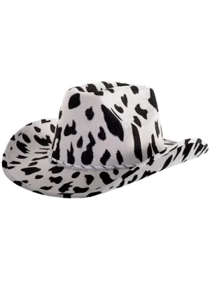 Soft Black and White Cow Print Cowboy Costume Hat