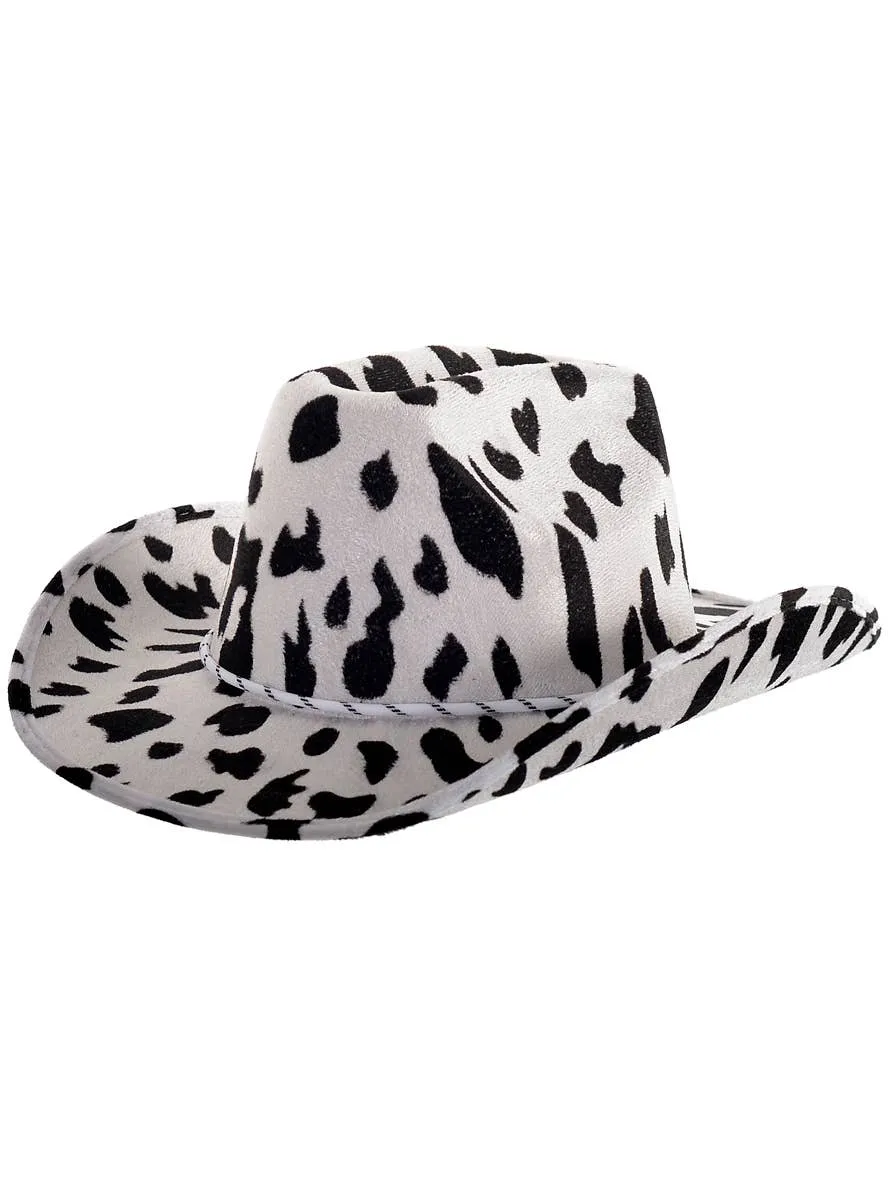 Soft Black and White Cow Print Cowboy Costume Hat