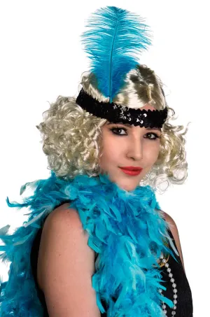 Soft Feather Turquoise and Black 1920s Flapper Headband