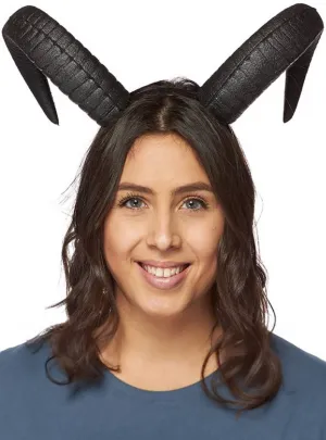 Soft Grey Foam 19cm Goat Horns Costume Headband