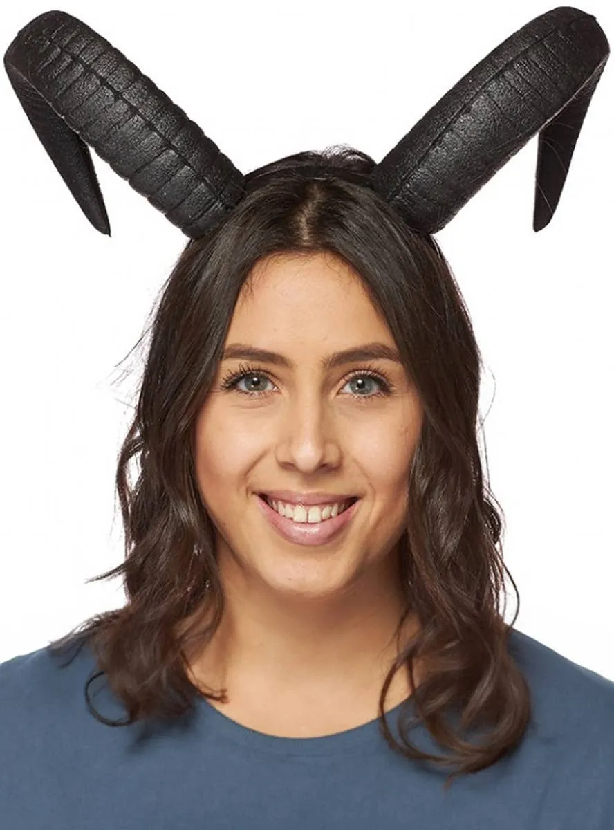 Soft Grey Foam 19cm Goat Horns Costume Headband