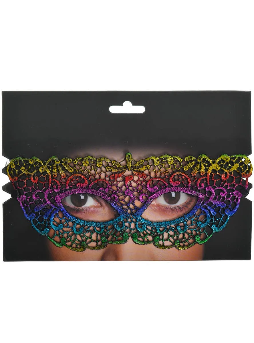 Soft Rainbow Lace Womens Masquerade Mask