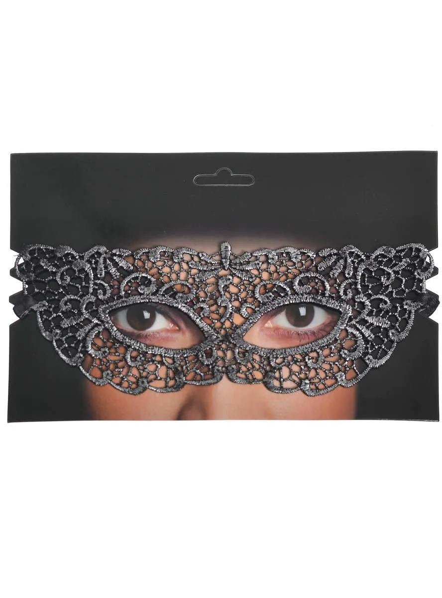 Soft Silver Lace Womens Masquerade Mask