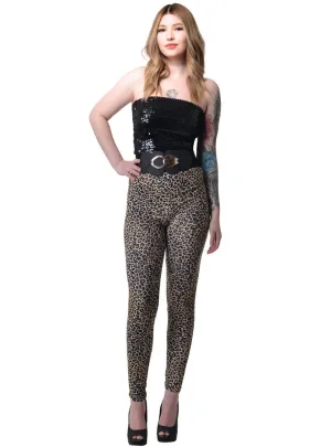 Soft Stretch Leopard Print Womens 80s Costume Leggings