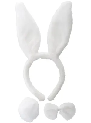 Soft White Faux Fur Bunny 3 Piece Accessory Set