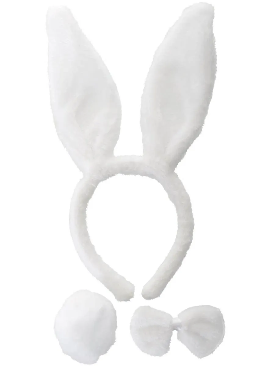 Soft White Faux Fur Bunny 3 Piece Accessory Set