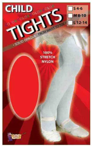 Solid Red Opaque Girls Full Length Stockings