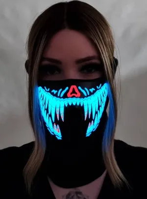 Sound Activated Bloody Blue Teeth Light Up Mask