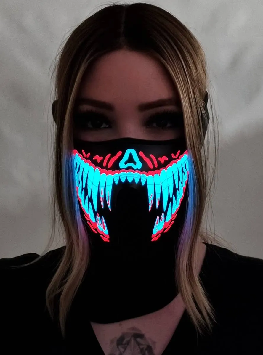 Sound Activated Bloody Red Teeth Light Up Mask
