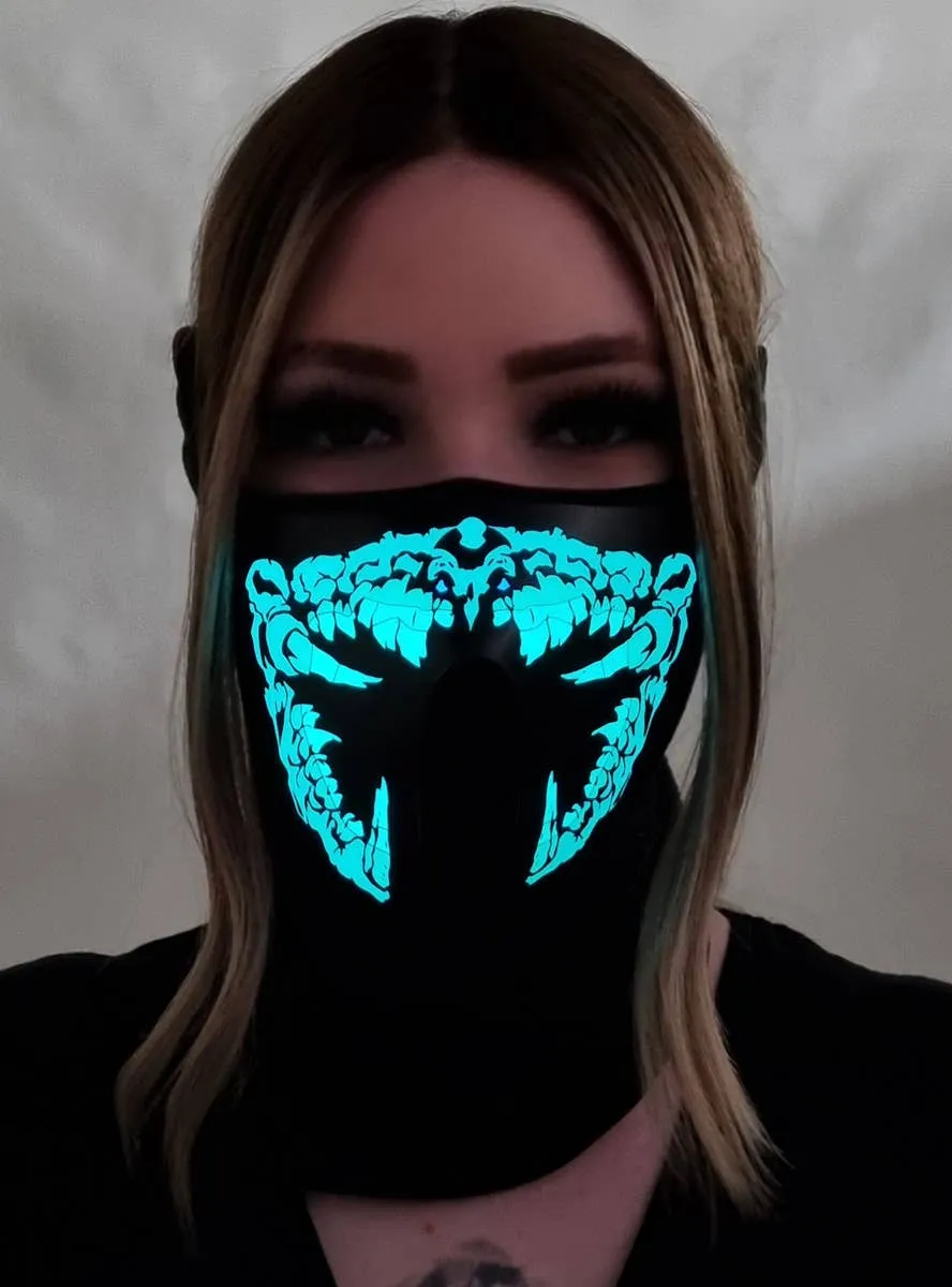 Sound Activated Monster Green and Yellow Teeth Light Up Mask