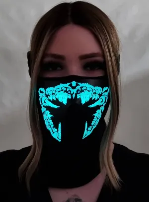 Sound Activated Monster Green and Yellow Teeth Light Up Mask