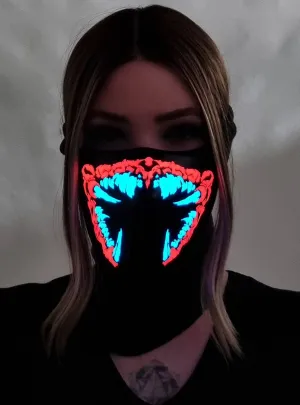 Sound Activated Monster Red and White Teeth Light Up Mask