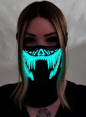 Sound Activated Reptile Yellow and Green Teeth Light Up Mask