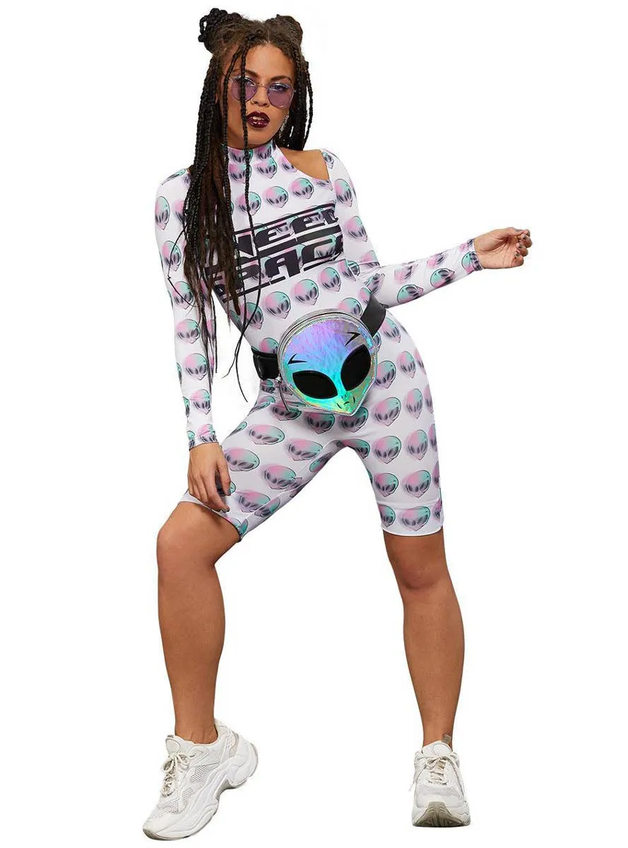 Space Alien Long Sleeve Womens Unitard Costume