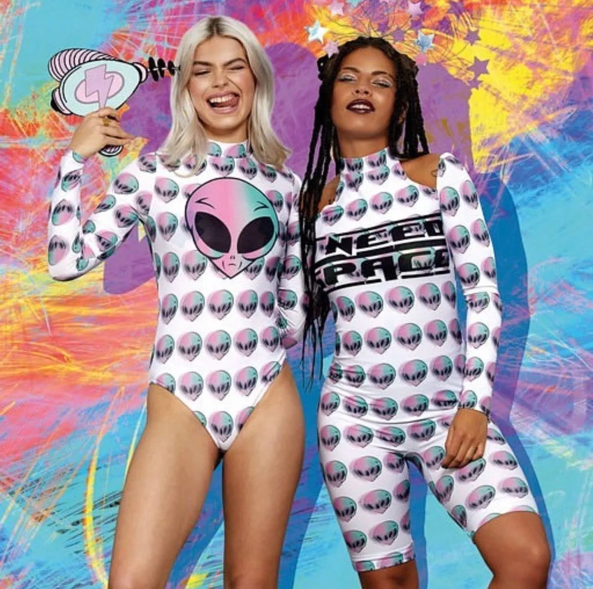 Space Alien Long Sleeve Womens Unitard Costume