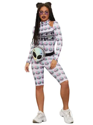 Space Alien Long Sleeve Womens Unitard Costume