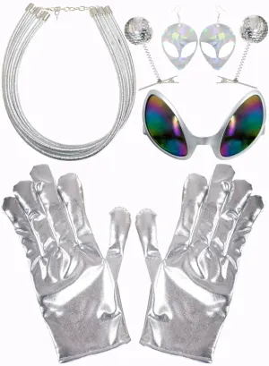 Space Alien Silver 5 Piece Costume Accessory Set