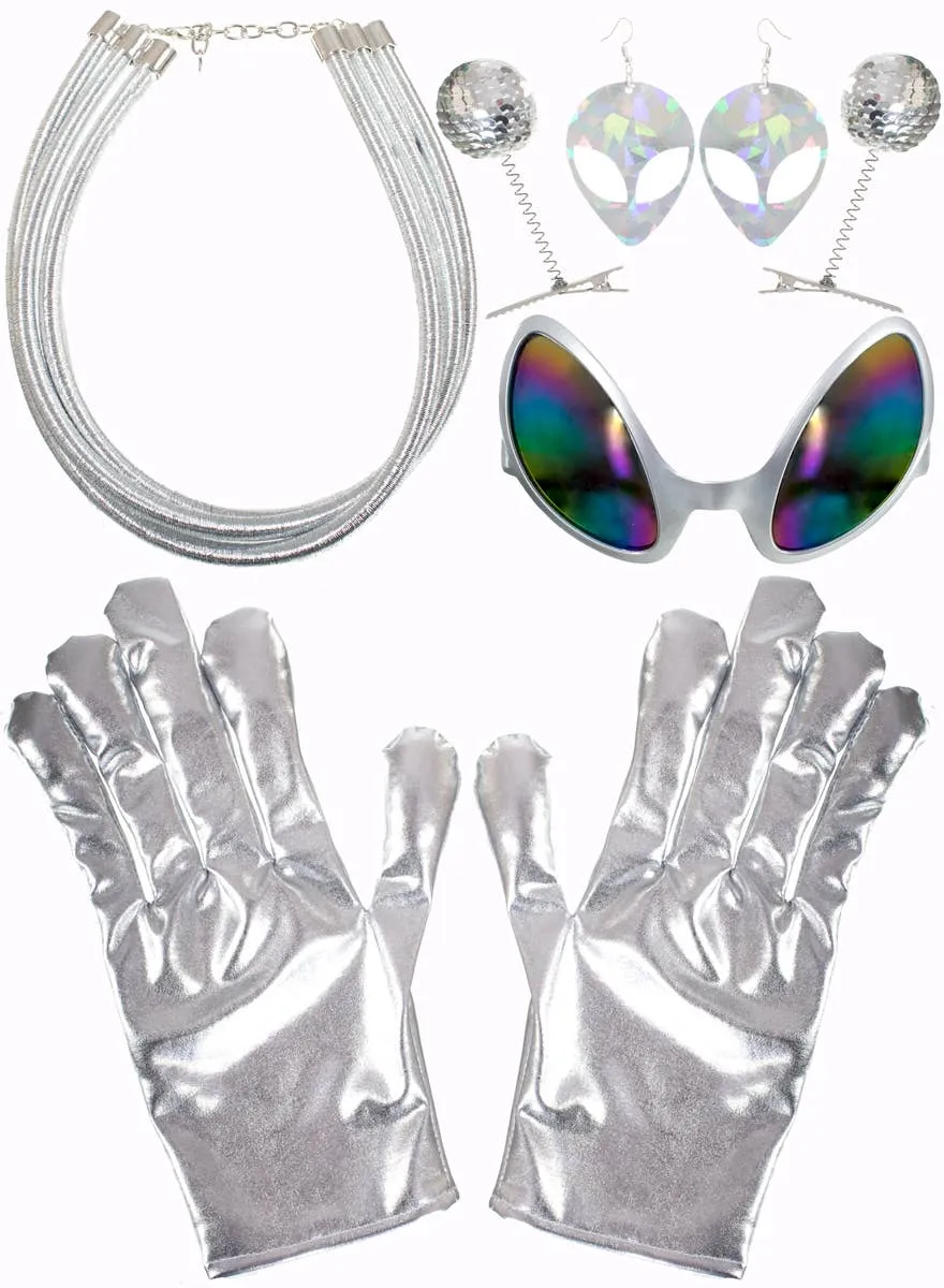 Space Alien Silver 5 Piece Costume Accessory Set