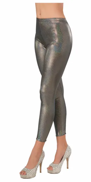 Space Girl Silver Holographic Costume Leggings
