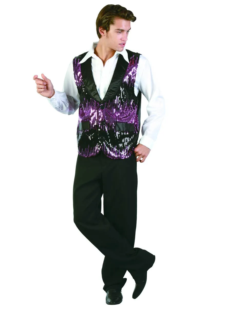 Spanish Dancer Mens Purple Sequin Costume Vest
