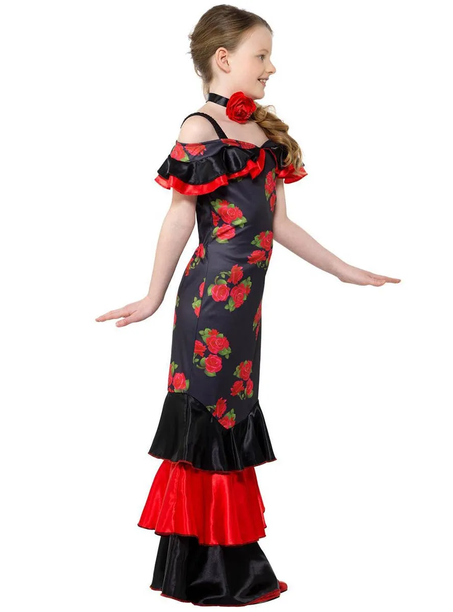 Spanish Flamenco Dancer Deluxe Girls Costume
