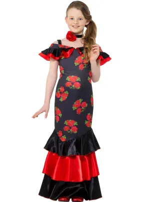 Spanish Flamenco Dancer Deluxe Girls Costume