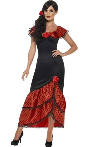 Spanish Senorita Womens Flamenco Dancer Costume