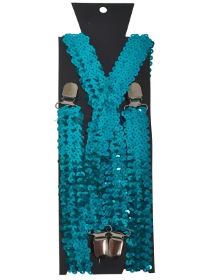 Sparkle Aqua Blue Sequinned Costume Braces