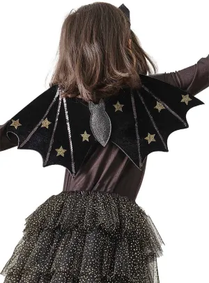 Sparkle Bat Deluxe Black Velvet Girls Wings