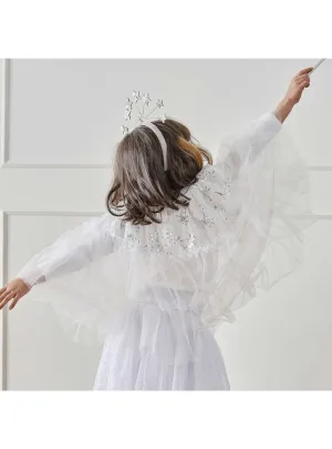 Sparkle Fairy Girls Princess Sheer White Costume Cape