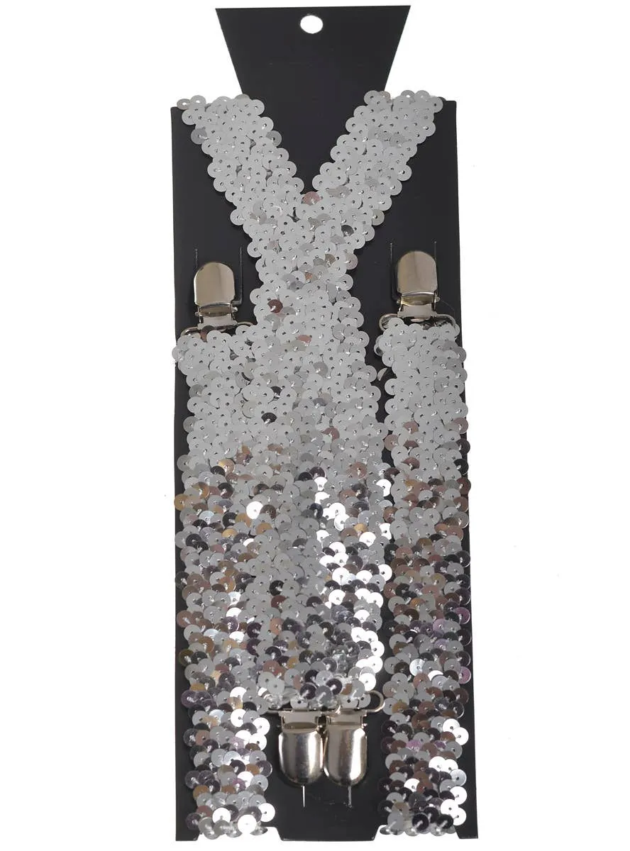 Sparkle Silver Sequinned Costume Braces