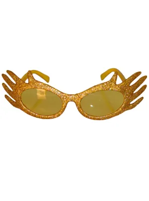 Sparkling Gold Glitter Dame Edna Costume Glasses