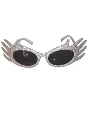 Sparkling Silver Glitter Dame Edna Costume Glasses