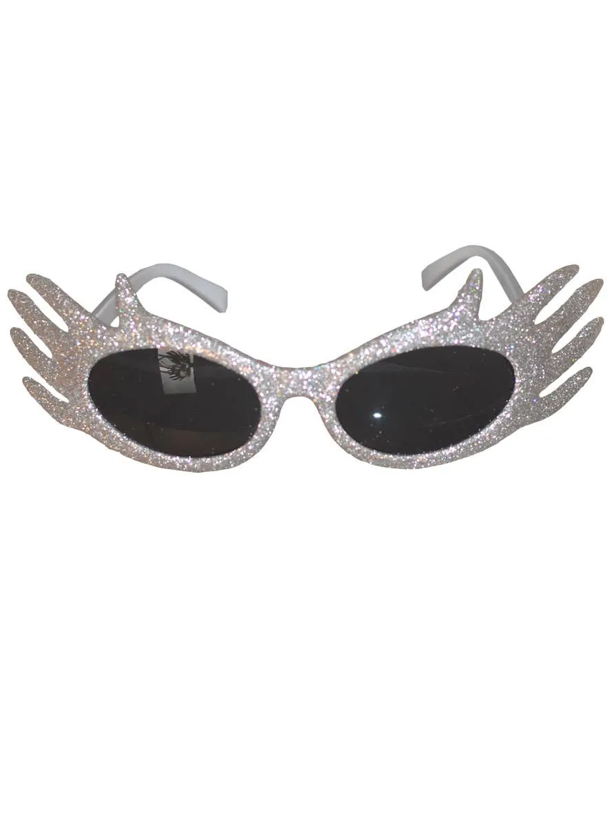 Sparkling Silver Glitter Dame Edna Costume Glasses