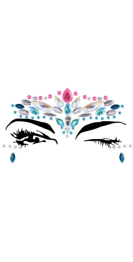 Sparkling Unicorn Coloured Festival Stick On Face Jewels Accessory