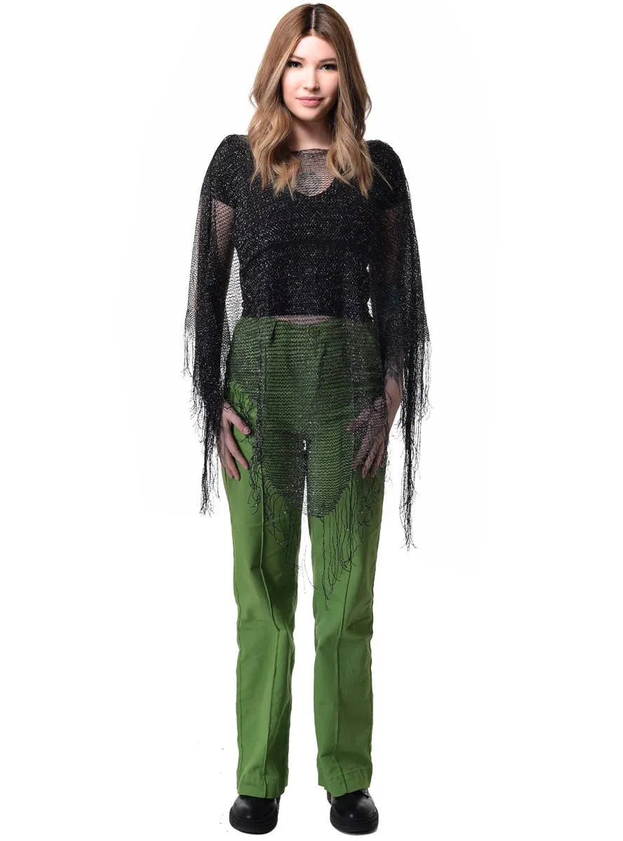 Sparkly Black and Silver Fishnet Womens Costume Poncho