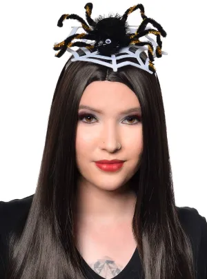 Sparkly Black and White Spider and Web Halloween Headband