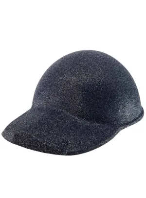 Sparkly Black Glitter Jockey Cap Costume Hat
