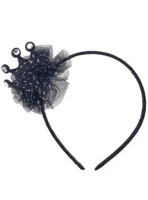 Sparkly Black Glitter Mini Crown on Headband