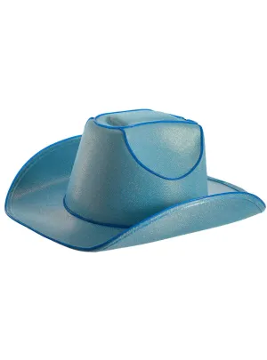 Sparkly Blue Cowgirl Festival Hat with Flashing Lights