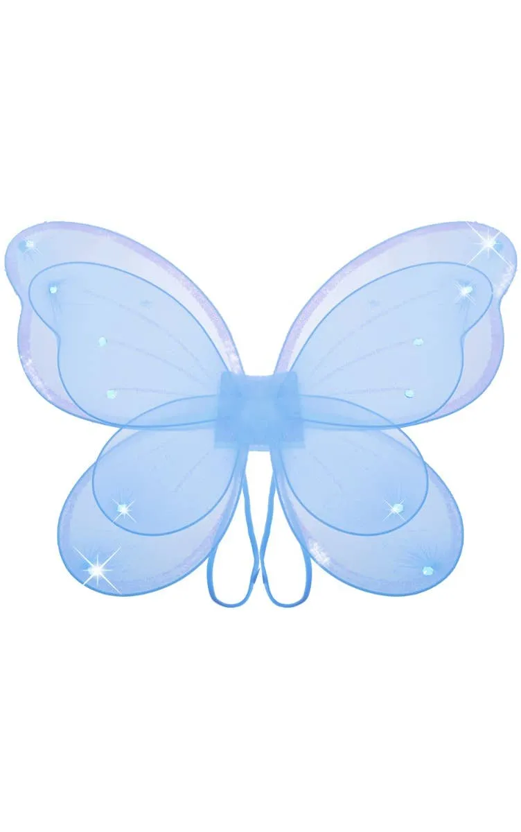Sparkly Blue Girls Butterfly Costume Wings