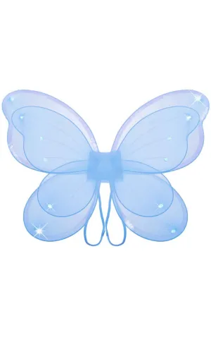 Sparkly Blue Girls Butterfly Costume Wings